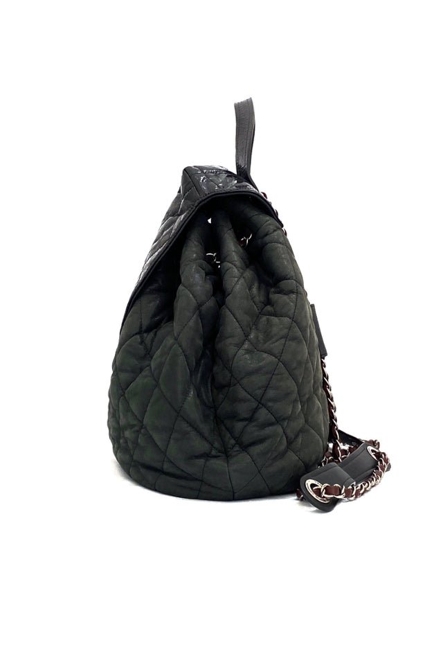 Pre - loved CHANEL Khaki & Black Backpack at Reems Closet