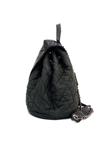 Pre - loved CHANEL Khaki & Black Backpack at Reems Closet