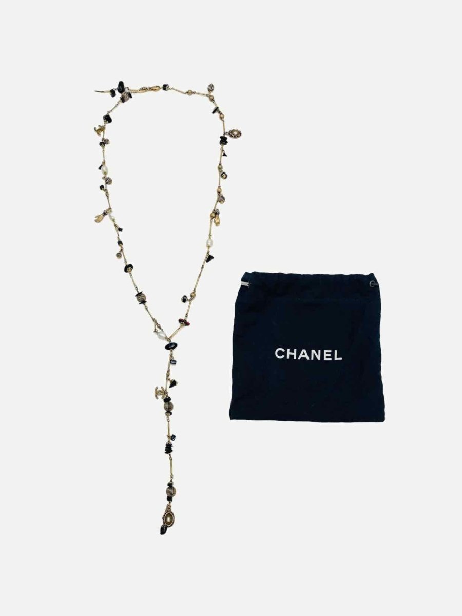 Pre - loved CHANEL Long CC Charm Fashion Necklace from Reems Closet