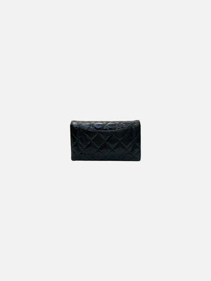 Pre - loved CHANEL Matelasse Black Quilted Continental Wallet at Reems Closet