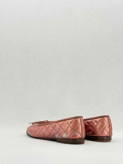 Pre - loved CHANEL Metallic Pink Quilted Size EU 40 Ballerinas at Reems Closet