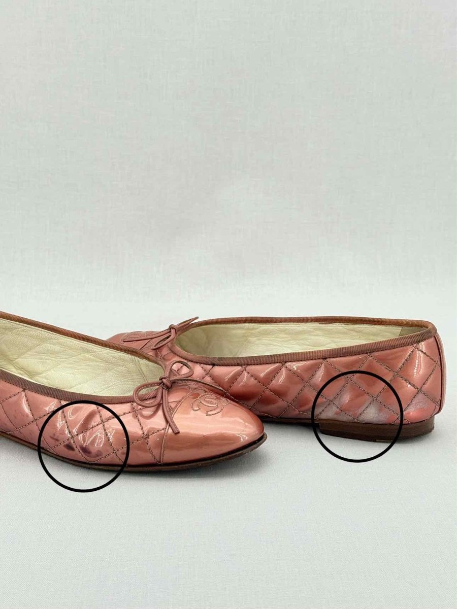 Pre - loved CHANEL Metallic Pink Quilted Size EU 40 Ballerinas at Reems Closet