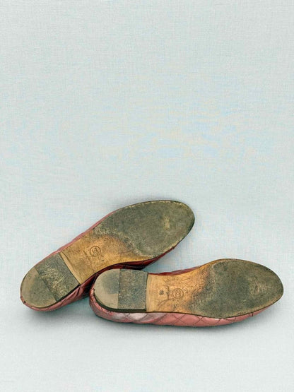 Pre - loved CHANEL Metallic Pink Quilted Size EU 40 Ballerinas at Reems Closet