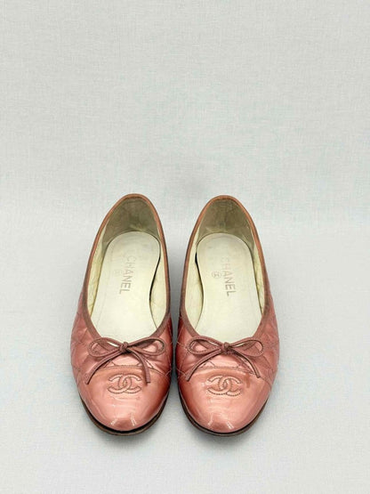 Pre - loved CHANEL Metallic Pink Quilted Size EU 40 Ballerinas at Reems Closet