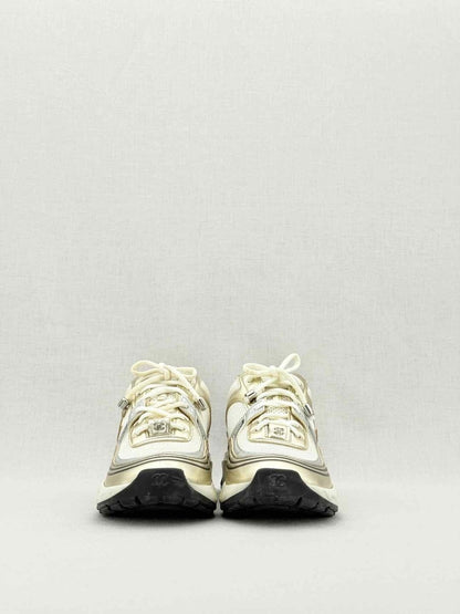 Pre - loved CHANEL Metallic Silver & Gold Size EU 35.5 Sneakers at Reems Closet