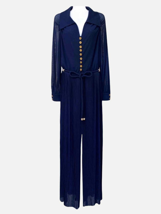 Pre - loved CHANEL Midnight Blue Jumpsuit at Reems Closet