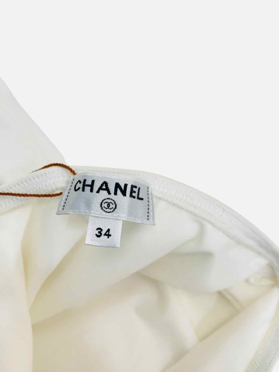 Pre - loved CHANEL One Shoulder White One Piece Swimsuit at Reems Closet