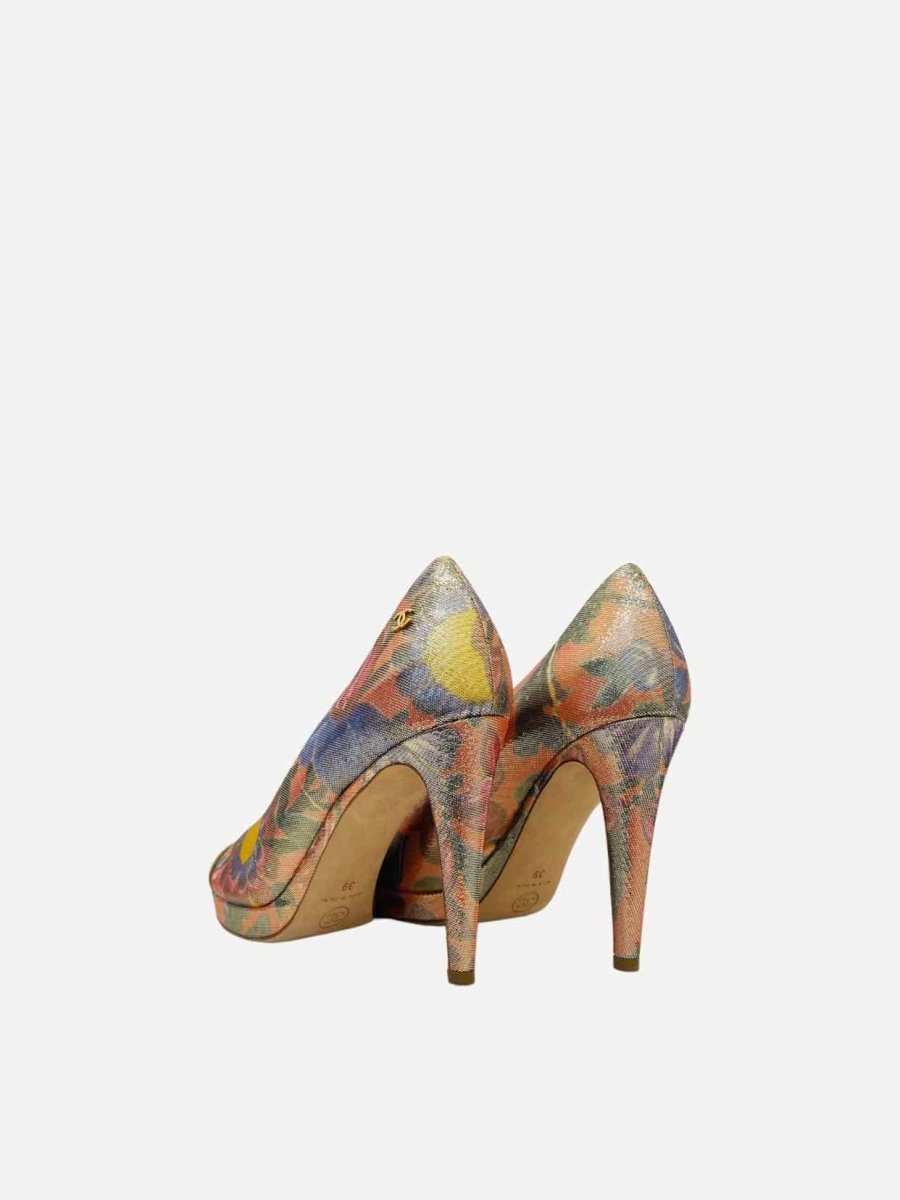 Pre - loved CHANEL Paris - Dubai Gold Multicolor Cap Toe Pumps at Reems Closet