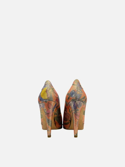 Pre - loved CHANEL Paris - Dubai Gold Multicolor Cap Toe Pumps at Reems Closet