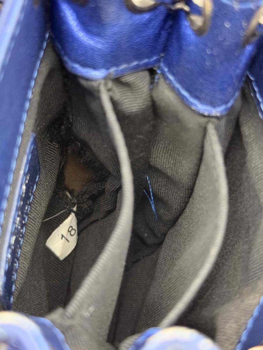Pre - loved CHANEL Phone Holder Electric Blue Crossbody at Reems Closet