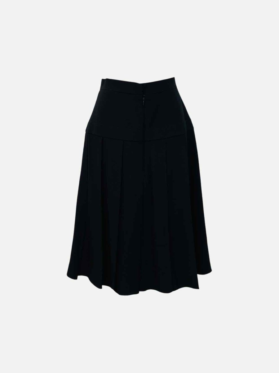 Pre - loved CHANEL Pleated Black Midi Skirt at Reems Closet