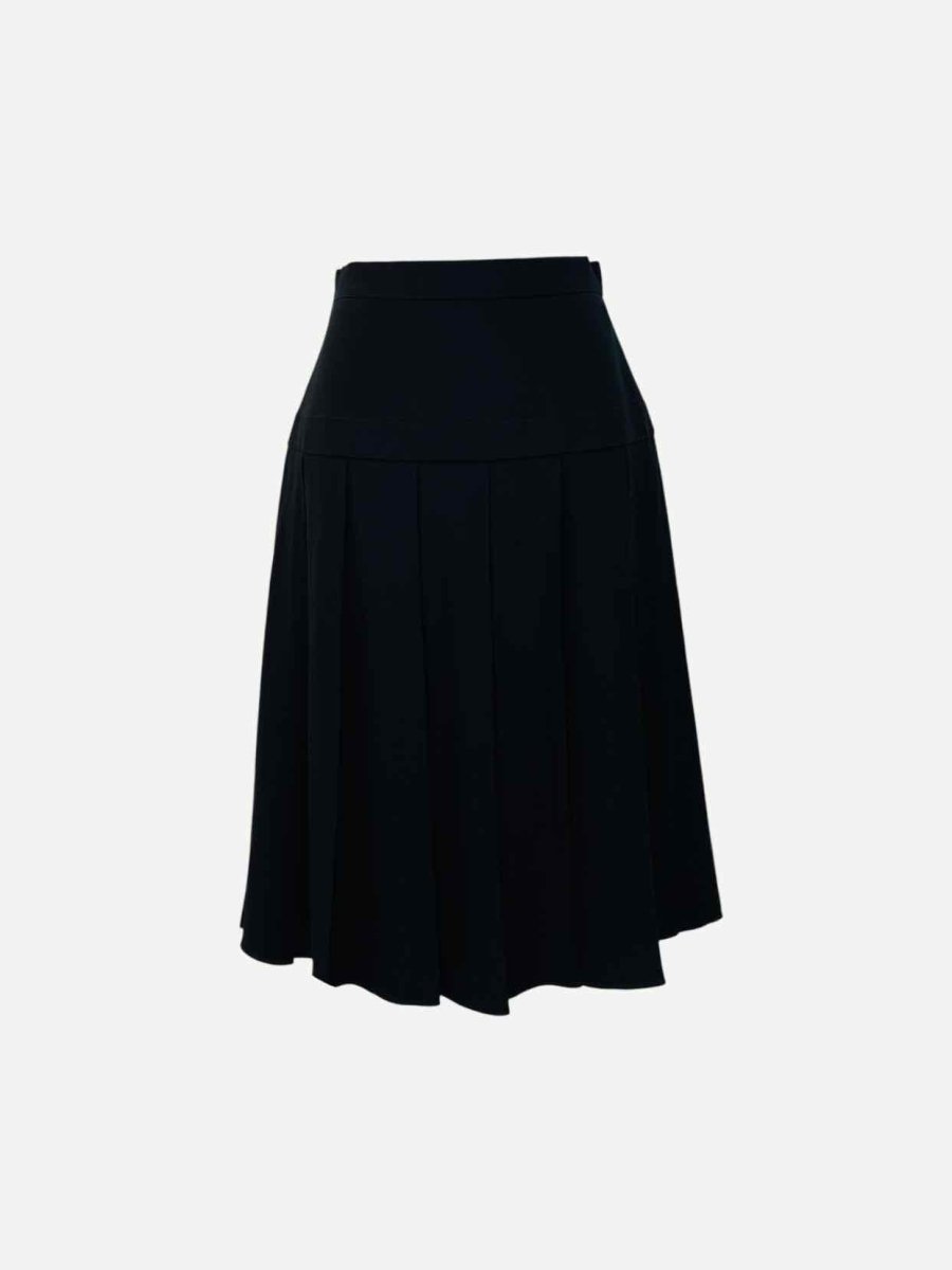 Pre - loved CHANEL Pleated Black Midi Skirt at Reems Closet