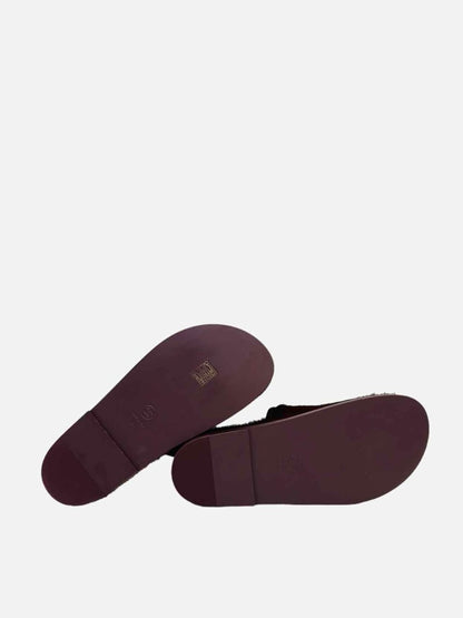 Pre-loved CHANEL Pre-Fall 2022 Burgundy CC Logo Mules from Reems Closet