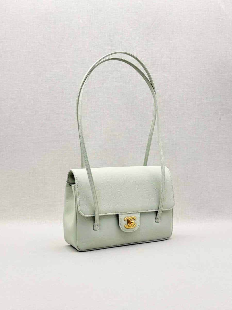 Pre-loved CHANEL Preppy Coco Pastel Green Shoulder Bag at Reems Closet