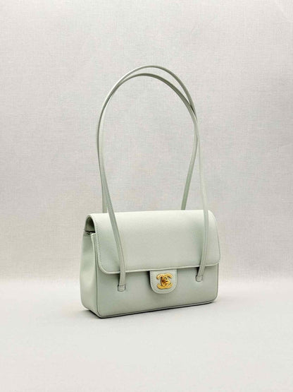 Pre-loved CHANEL Preppy Coco Pastel Green Shoulder Bag at Reems Closet