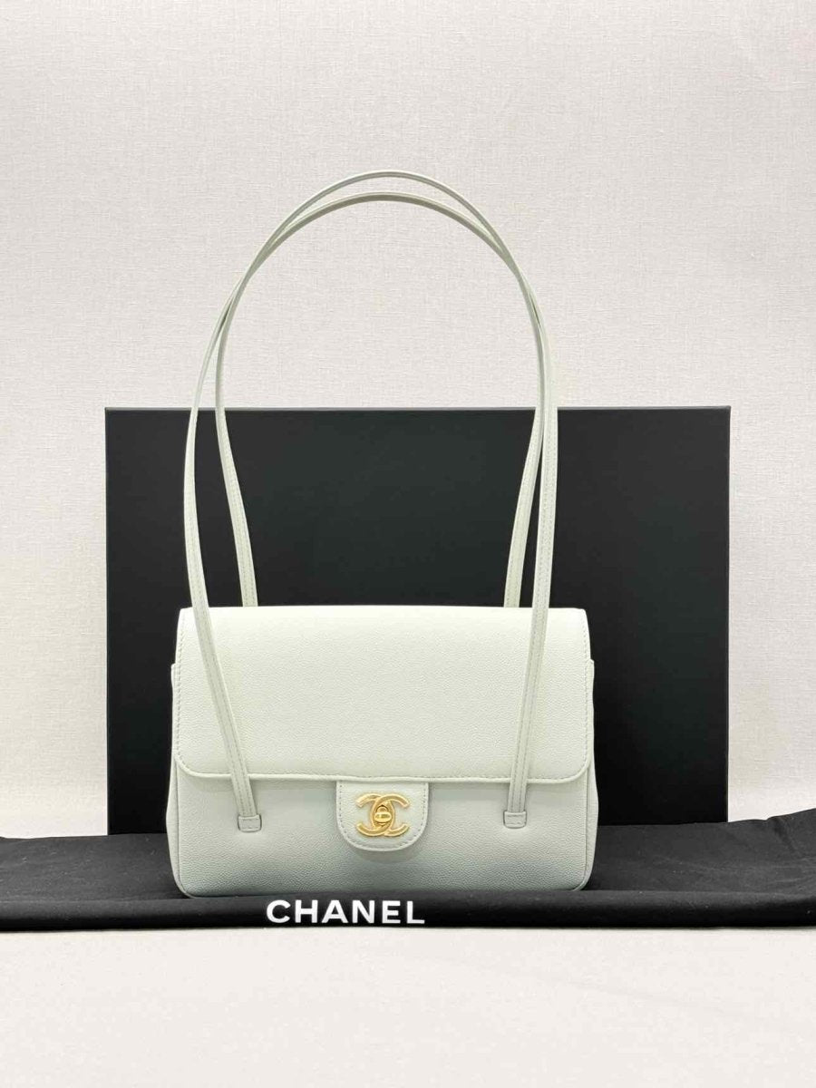 Pre-loved CHANEL Preppy Coco Pastel Green Shoulder Bag at Reems Closet