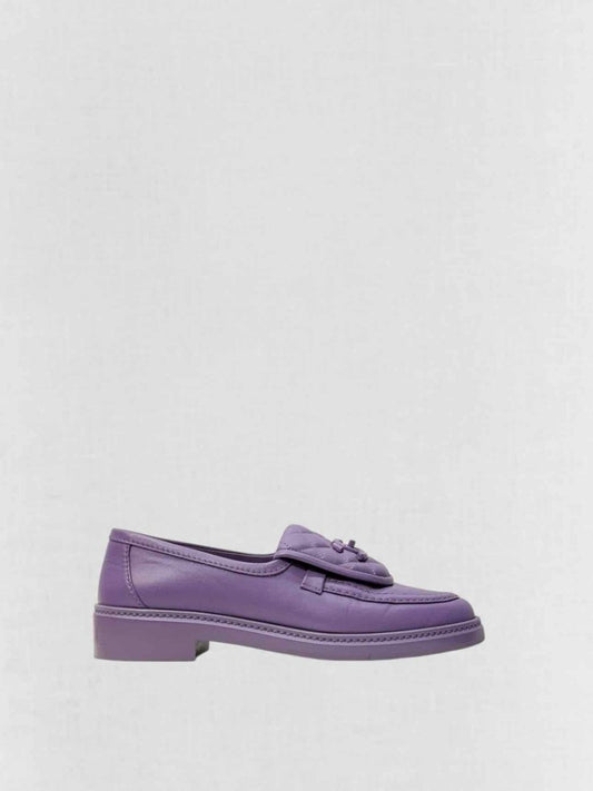 Pre - loved CHANEL Purple Quilted Size EU 37.5 Loafers at Reems Closet