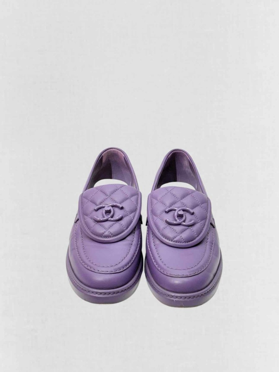 Pre - loved CHANEL Purple Quilted Size EU 37.5 Loafers at Reems Closet