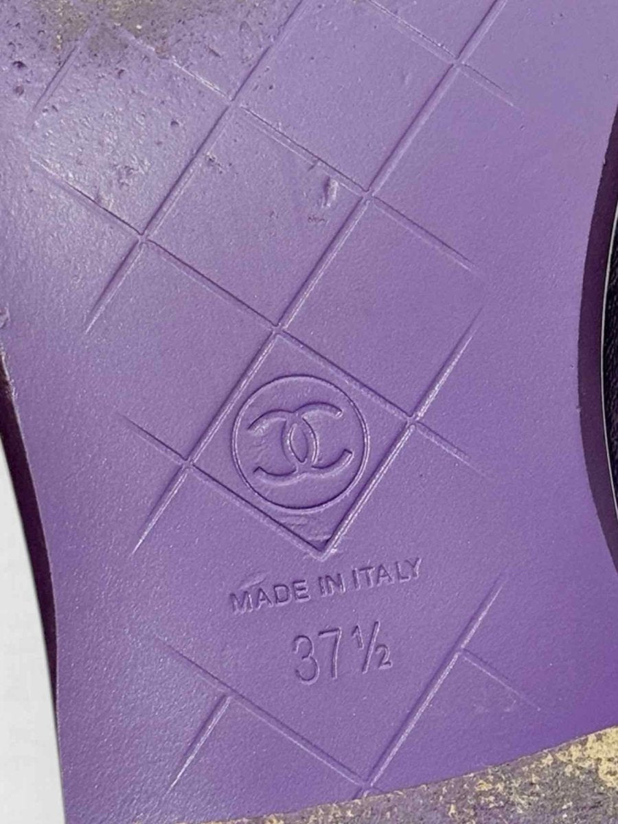 Pre - loved CHANEL Purple Quilted Size EU 37.5 Loafers at Reems Closet