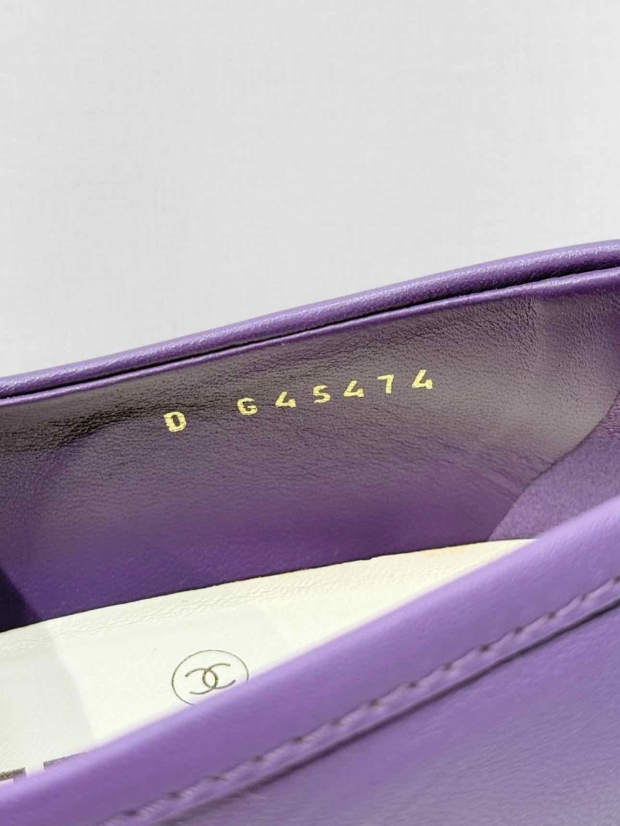 Pre - loved CHANEL Purple Quilted Size EU 37.5 Loafers at Reems Closet