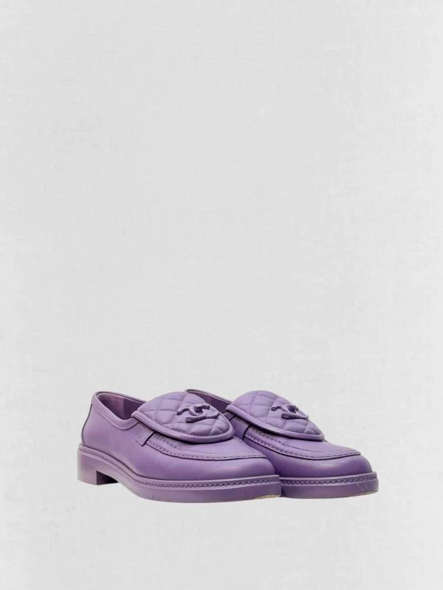 Pre - loved CHANEL Purple Quilted Size EU 37.5 Loafers at Reems Closet