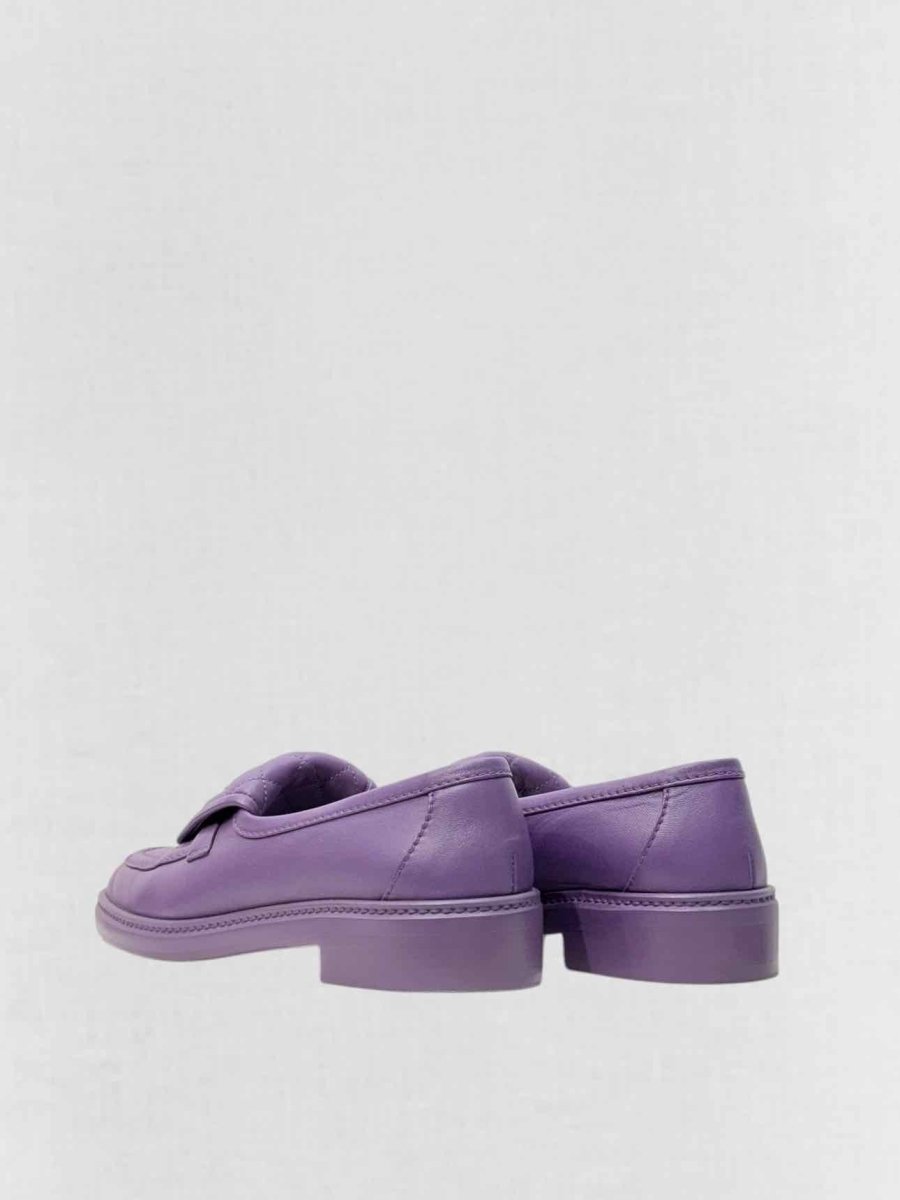 Pre - loved CHANEL Purple Quilted Size EU 37.5 Loafers at Reems Closet