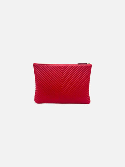 Pre - loved CHANEL Red Chevron Clutch at Reems Closet