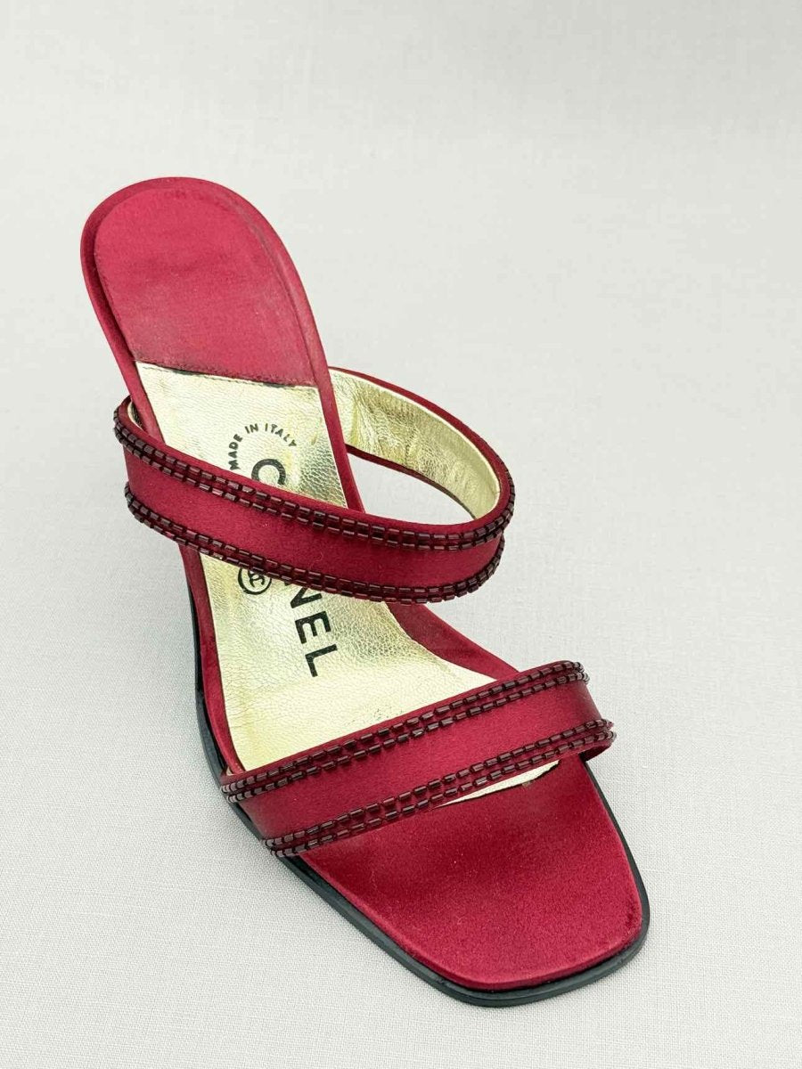 Pre - loved CHANEL Red Size EU 38 Heeled Sandals at Reems Closet