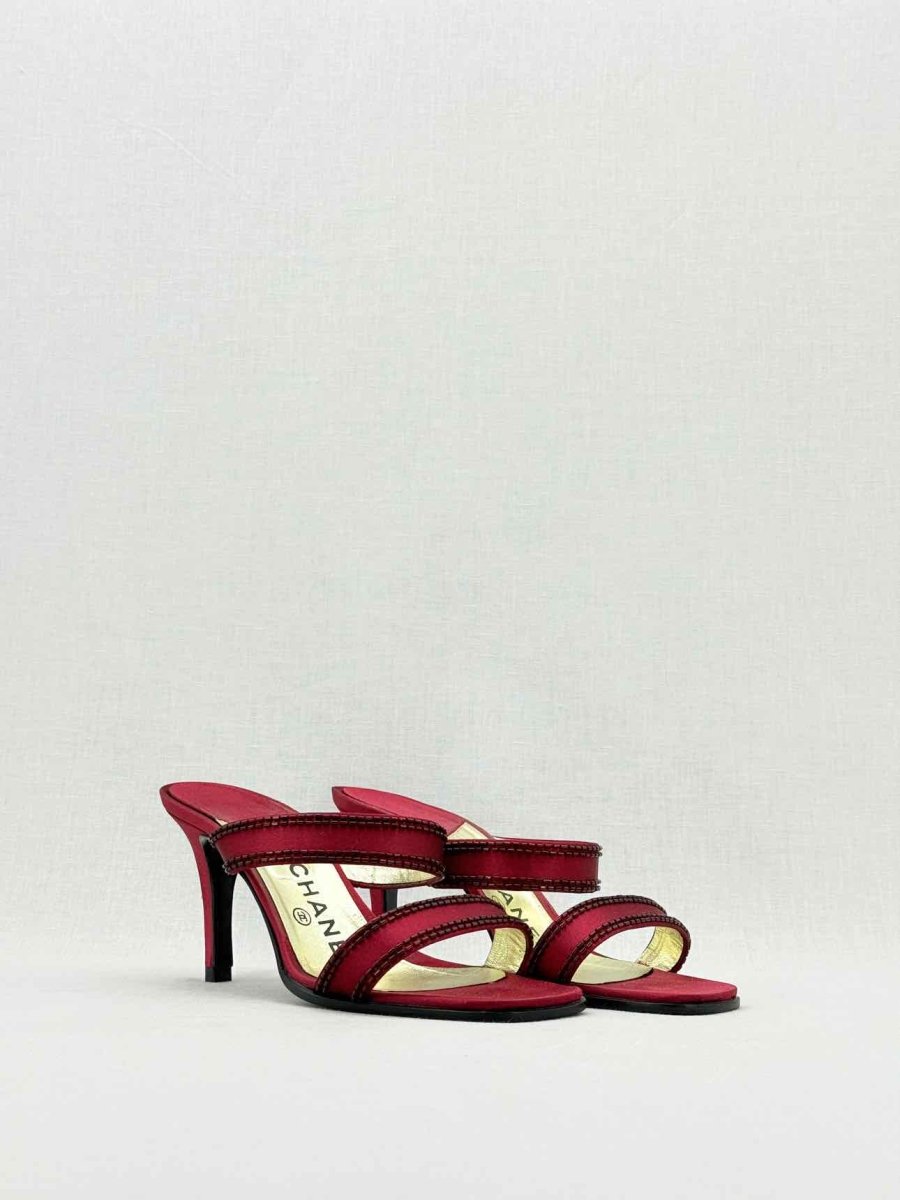 Pre - loved CHANEL Red Size EU 38 Heeled Sandals at Reems Closet