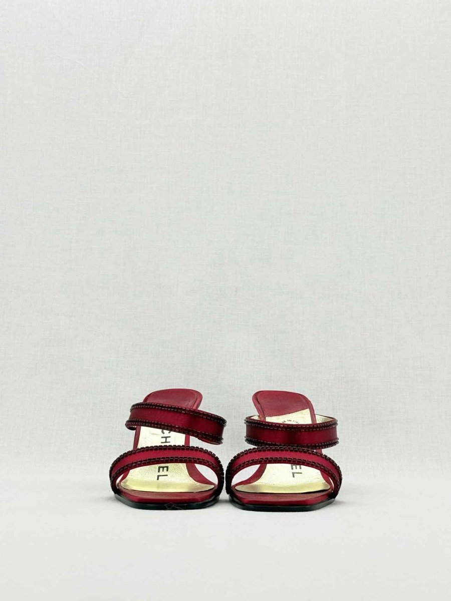 Pre - loved CHANEL Red Size EU 38 Heeled Sandals at Reems Closet