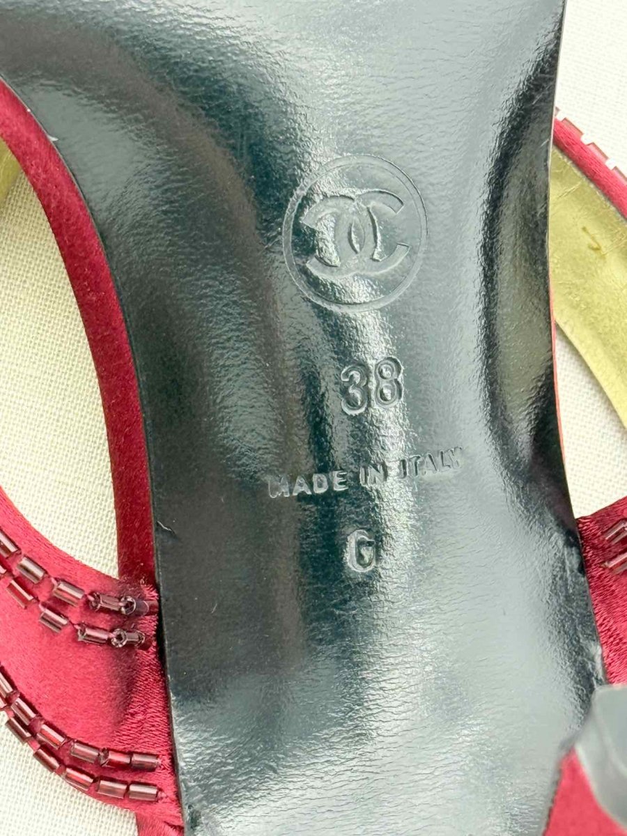 Pre - loved CHANEL Red Size EU 38 Heeled Sandals at Reems Closet