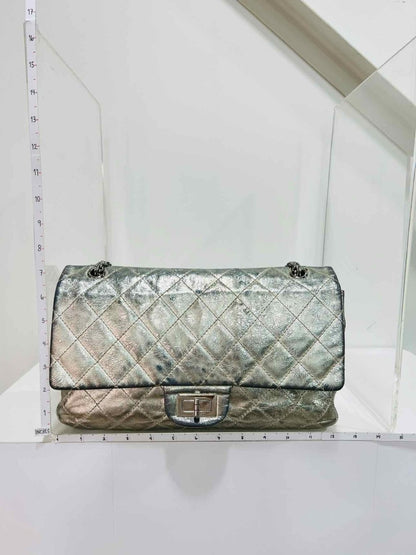 Pre-loved CHANEL Reissue 2.55 Silver Quilted Shoulder Bag at Reems Closet