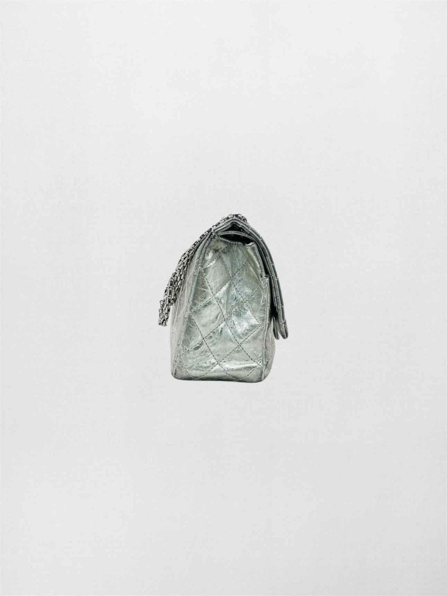 Pre-loved CHANEL Reissue 2.55 Silver Quilted Shoulder Bag at Reems Closet
