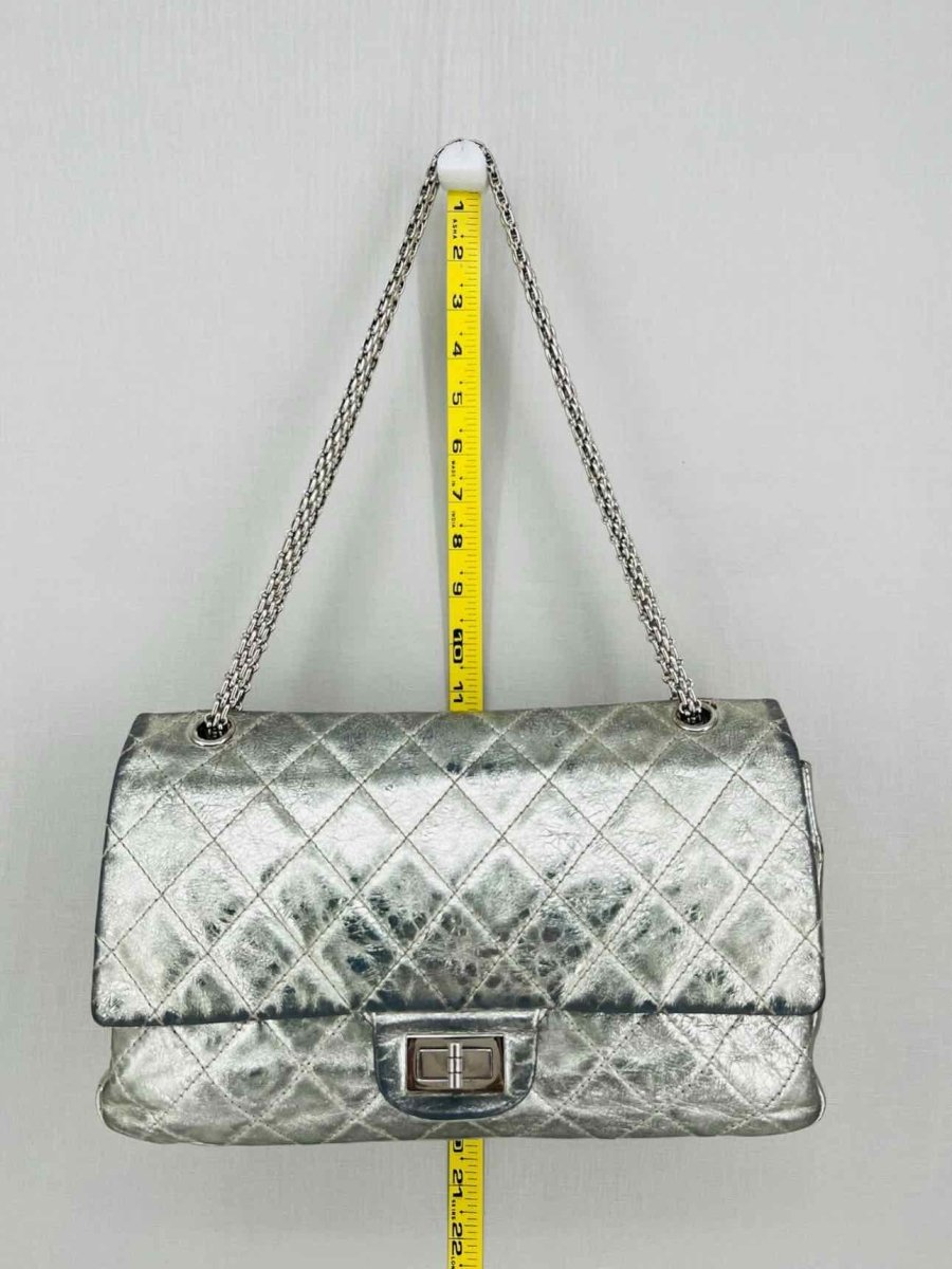 Pre-loved CHANEL Reissue 2.55 Silver Quilted Shoulder Bag at Reems Closet