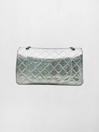 Pre-loved CHANEL Reissue 2.55 Silver Quilted Shoulder Bag at Reems Closet