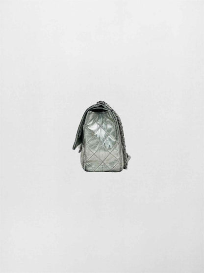 Pre-loved CHANEL Reissue 2.55 Silver Quilted Shoulder Bag at Reems Closet