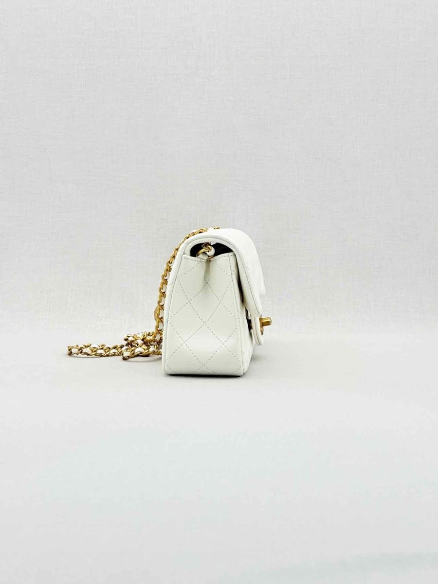 Pre - loved CHANEL Runaway White Quilted Shoulder Bag at Reems Closet