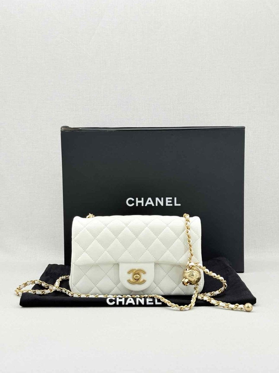 Pre - loved CHANEL Runaway White Quilted Shoulder Bag at Reems Closet