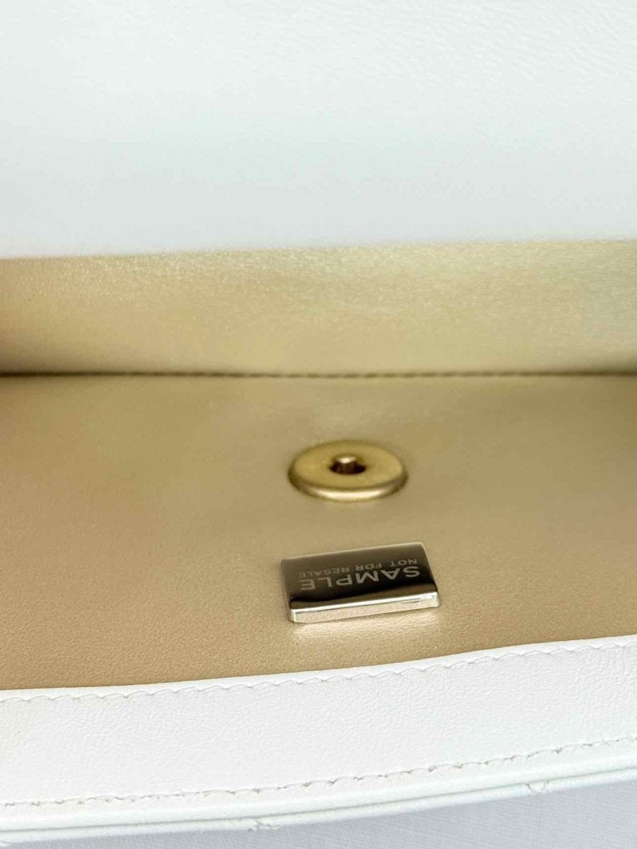 Pre - loved CHANEL Runaway White Quilted Shoulder Bag at Reems Closet