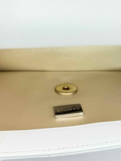 Pre - loved CHANEL Runaway White Quilted Shoulder Bag at Reems Closet