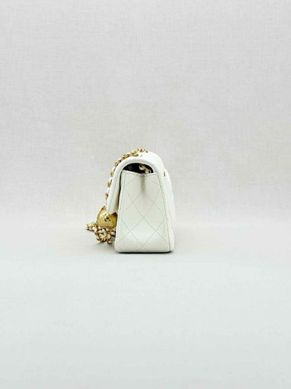 Pre - loved CHANEL Runaway White Quilted Shoulder Bag at Reems Closet