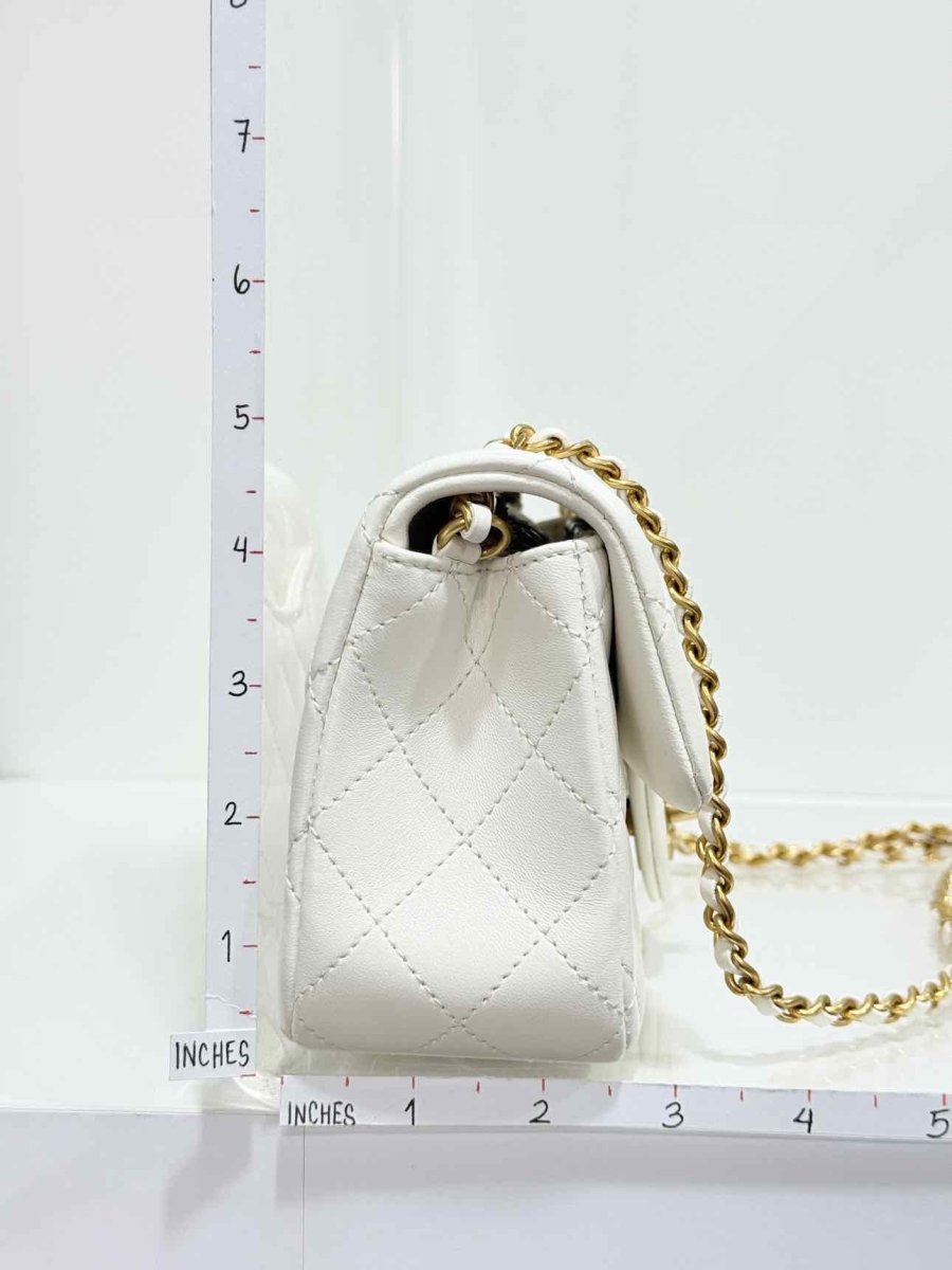 Pre - loved CHANEL Runaway White Quilted Shoulder Bag at Reems Closet