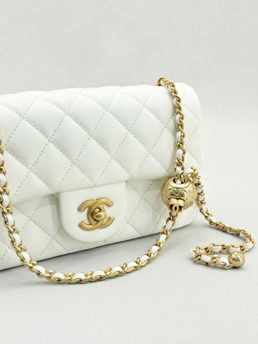 Pre - loved CHANEL Runaway White Quilted Shoulder Bag at Reems Closet