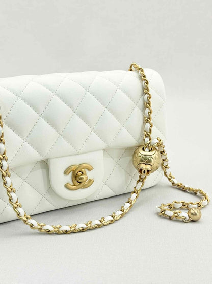Pre - loved CHANEL Runaway White Quilted Shoulder Bag at Reems Closet