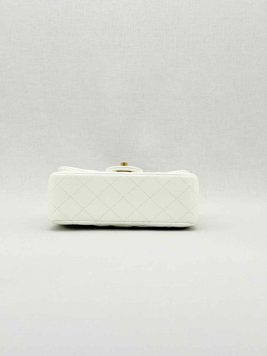 Pre - loved CHANEL Runaway White Quilted Shoulder Bag at Reems Closet