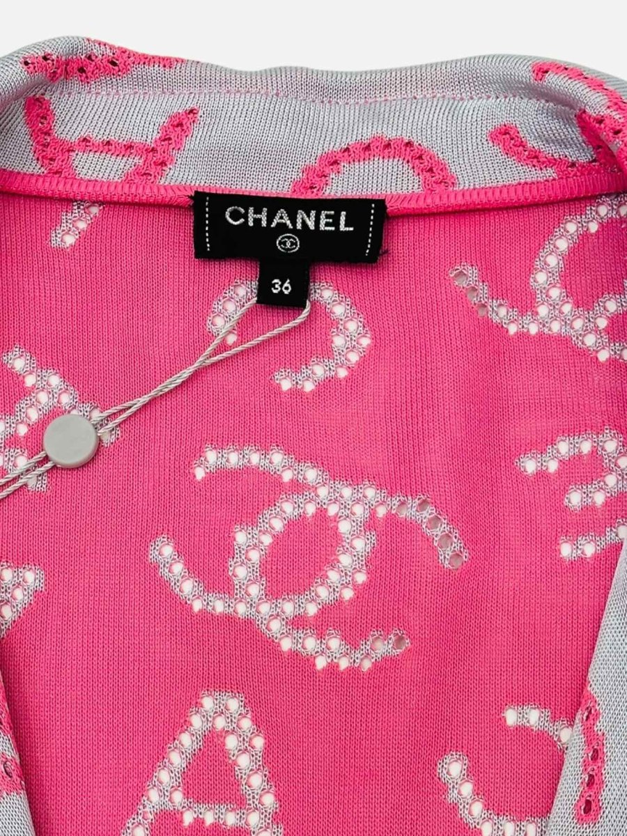 Pre - loved CHANEL Runway Pink & Blue Cardigan at Reems Closet