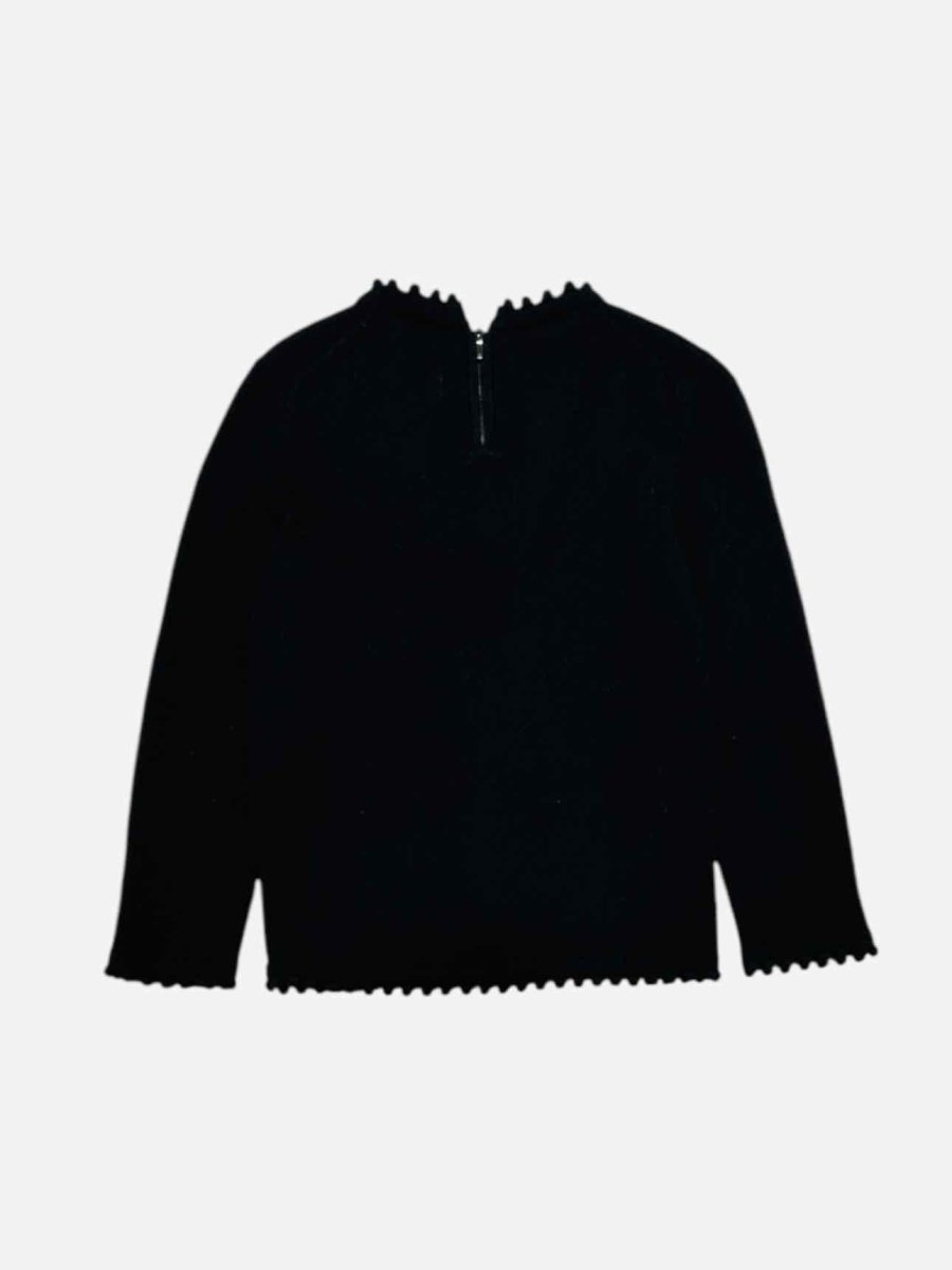 Pre - loved CHANEL Scalloped Black Jumper at Reems Closet