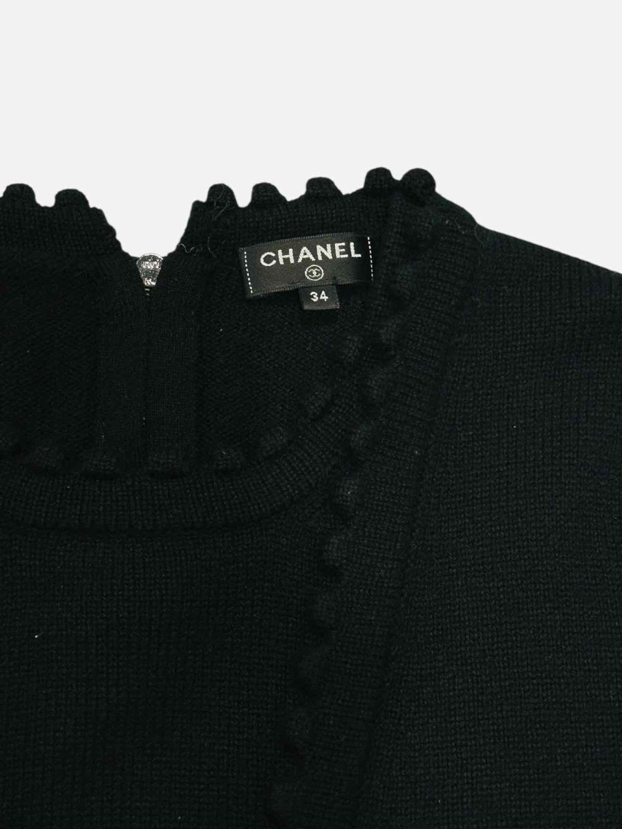 Pre - loved CHANEL Scalloped Black Jumper at Reems Closet