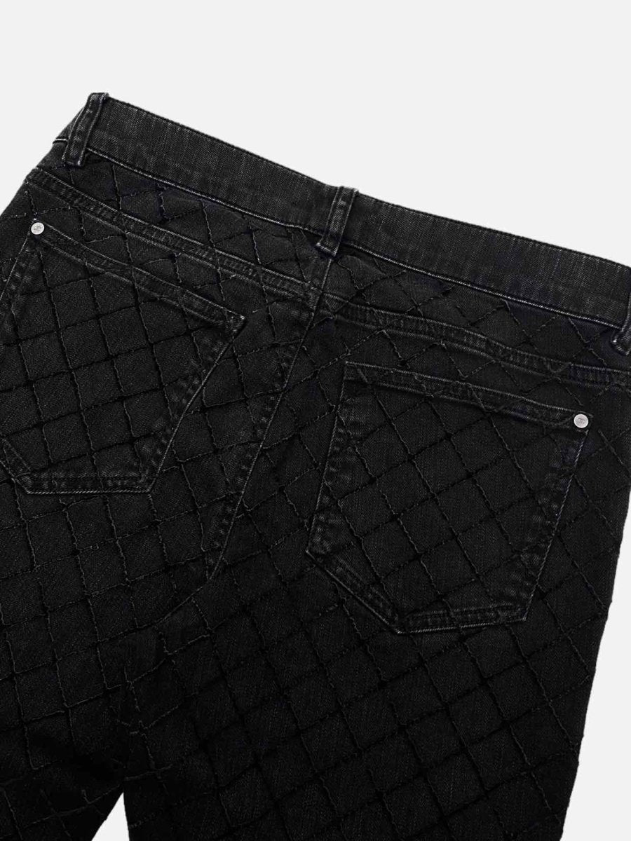 Pre - loved CHANEL Skinny Black Quilted Jeans at Reems Closet