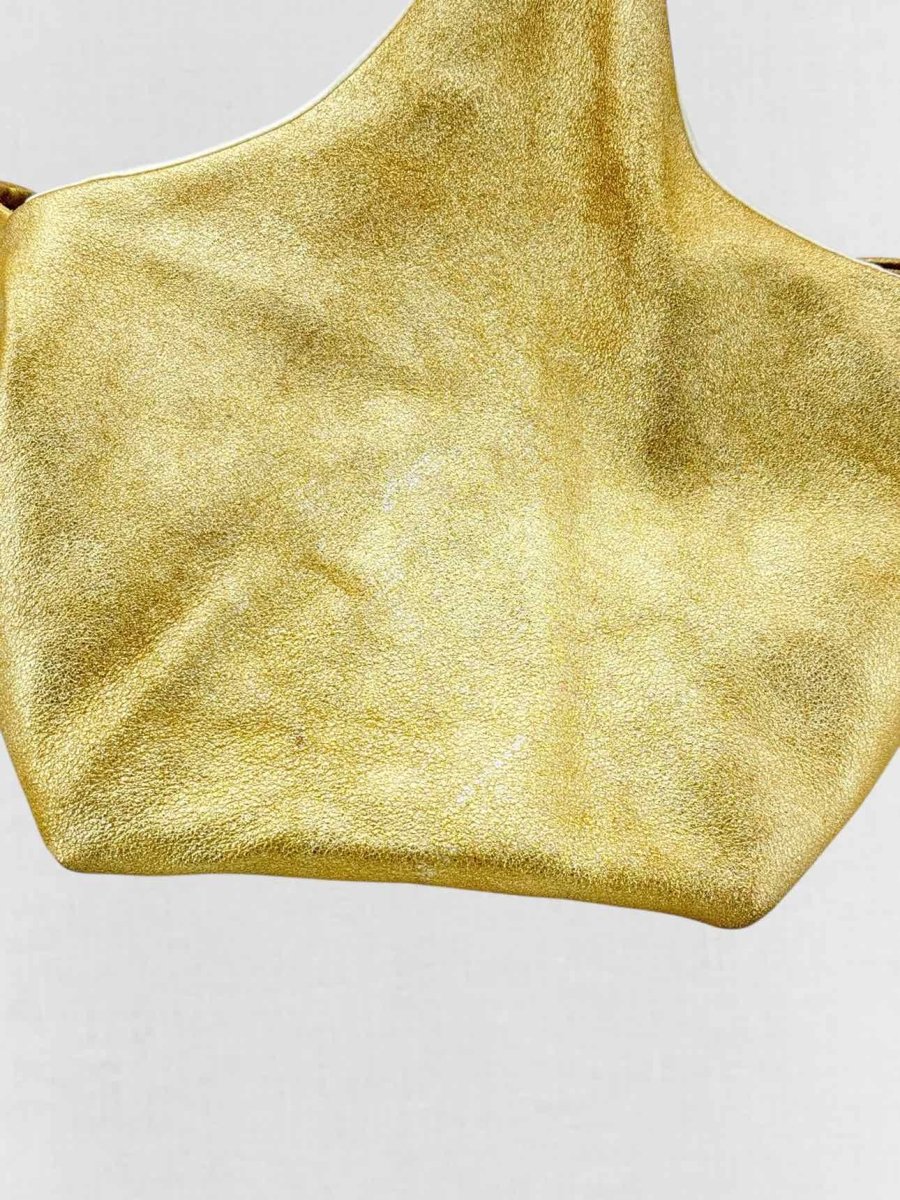 Pre - loved CHANEL Slouchy Metallic Gold Top Handle at Reems Closet